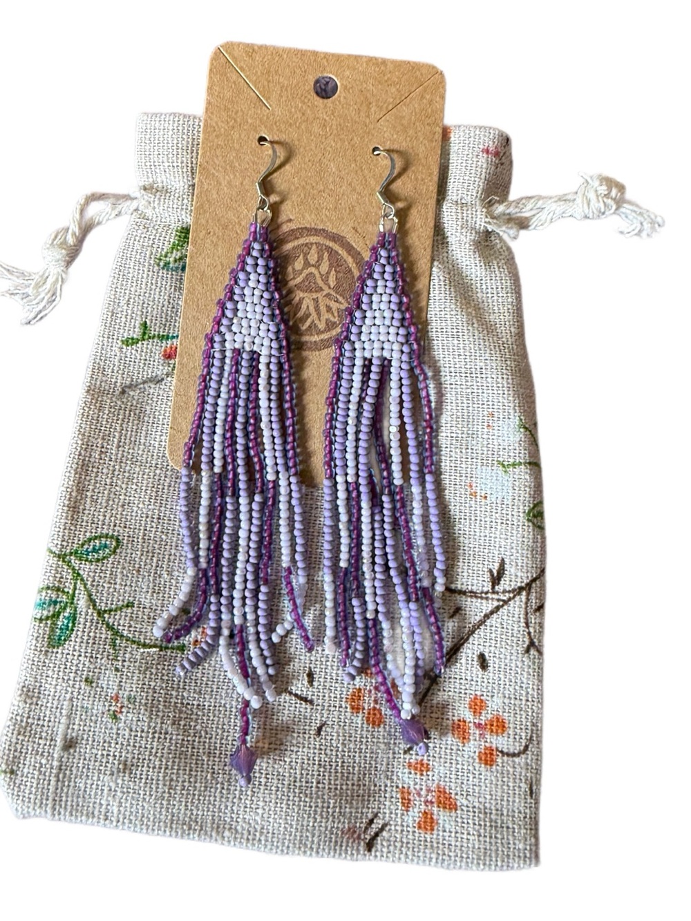 Indigenous Native First Nation handmade Beaded Fringe Earrings - Women Jewelry